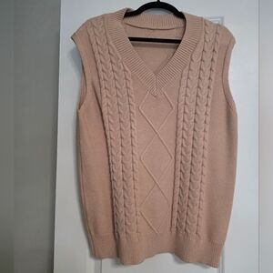 Women's Cable Knit Sweater Vest - Pink Cream